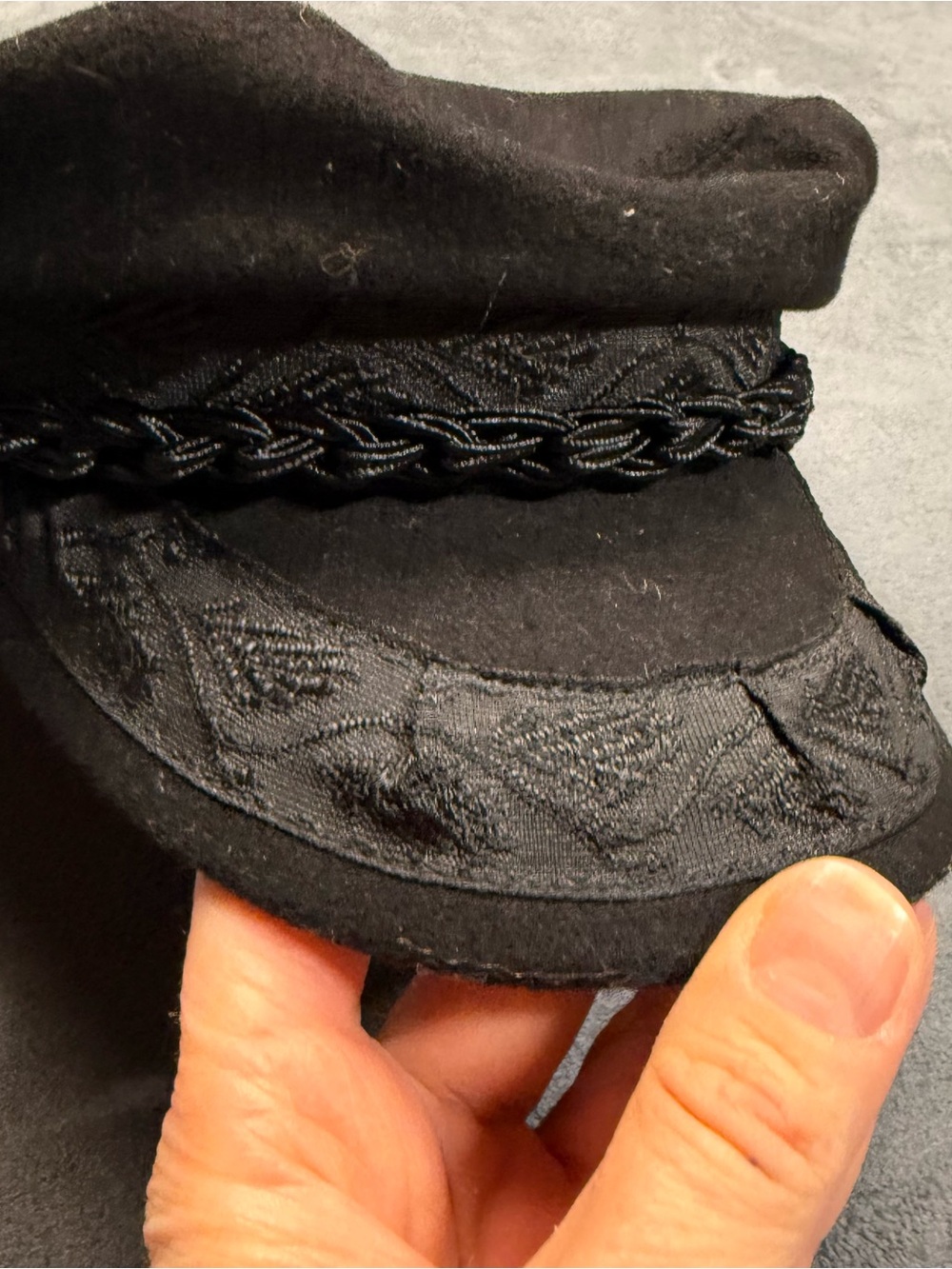 Black Fisherman Braided Band Wool Hat - 60cm
